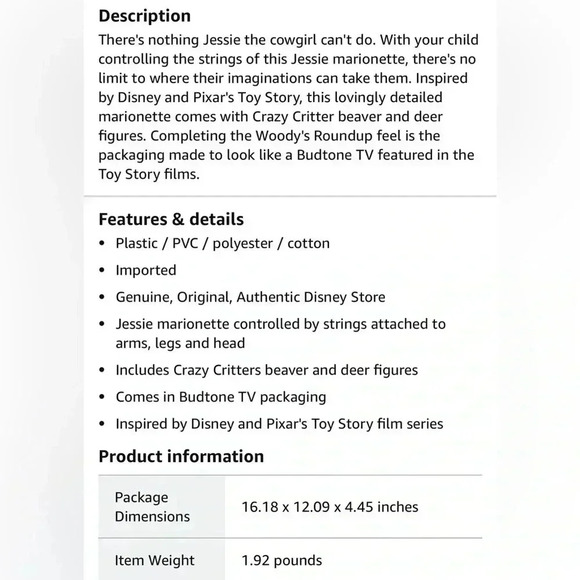 Disney Pixar Toy Story Jessie Marionette Puppet - Picture 8 of 8